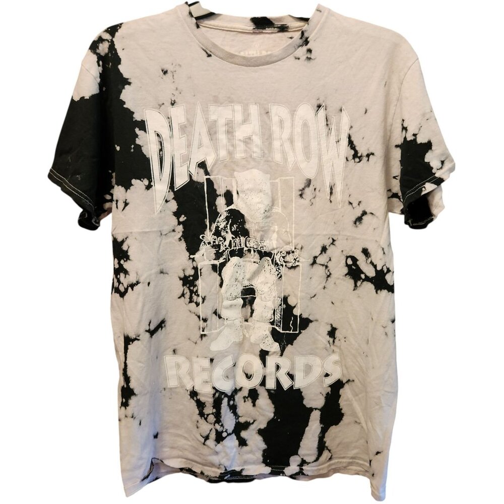 Death Row Records Black & White Tie-Dye Short Sleeve Tee - Graphic Logo